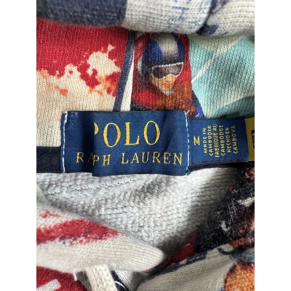 Polo Ralph Lauren Ski Patchwork Fleece Hoodie Men M $298 Ski Graphics